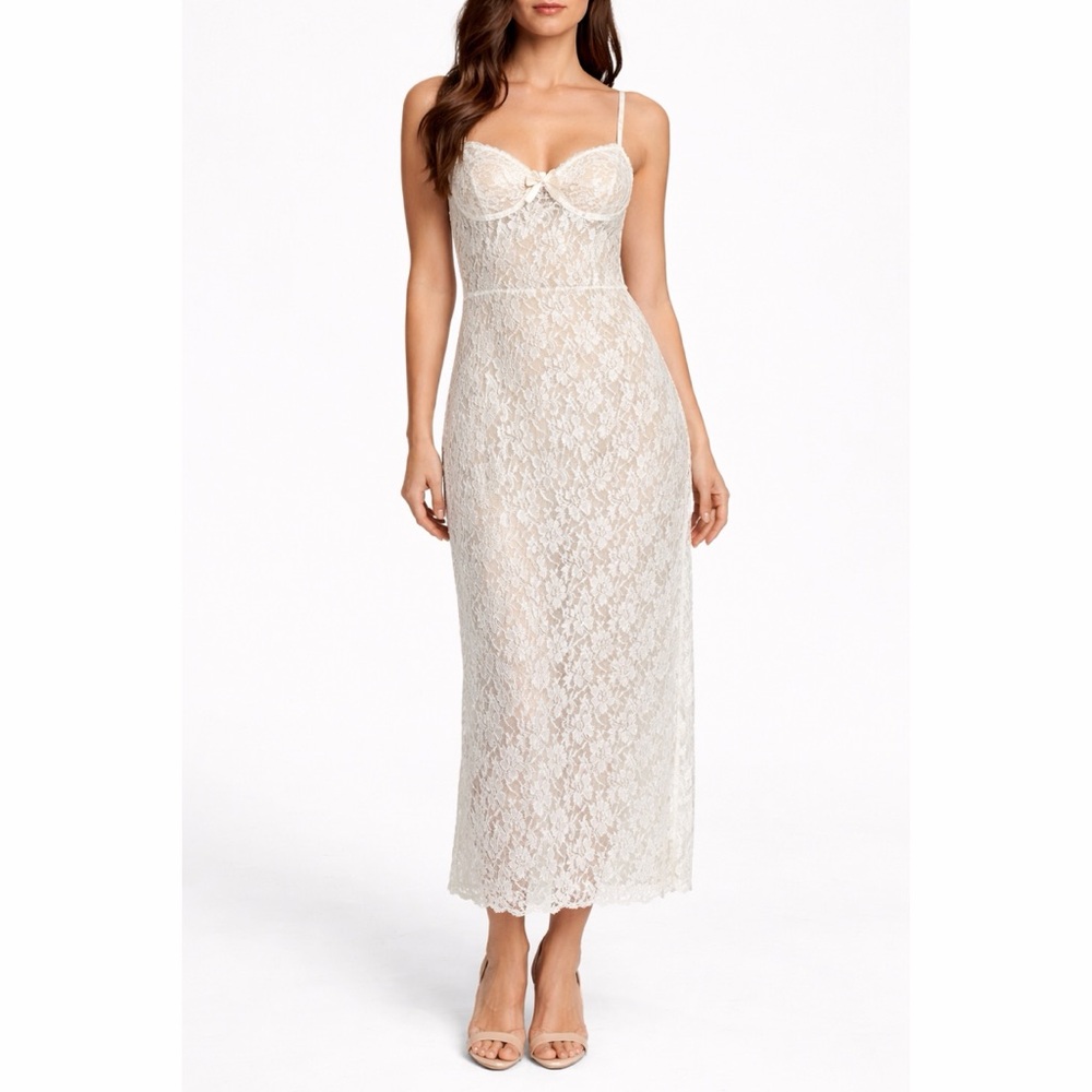 NWT Vintage 80s Victoria’s Secret Lace Slip Dress with Garter